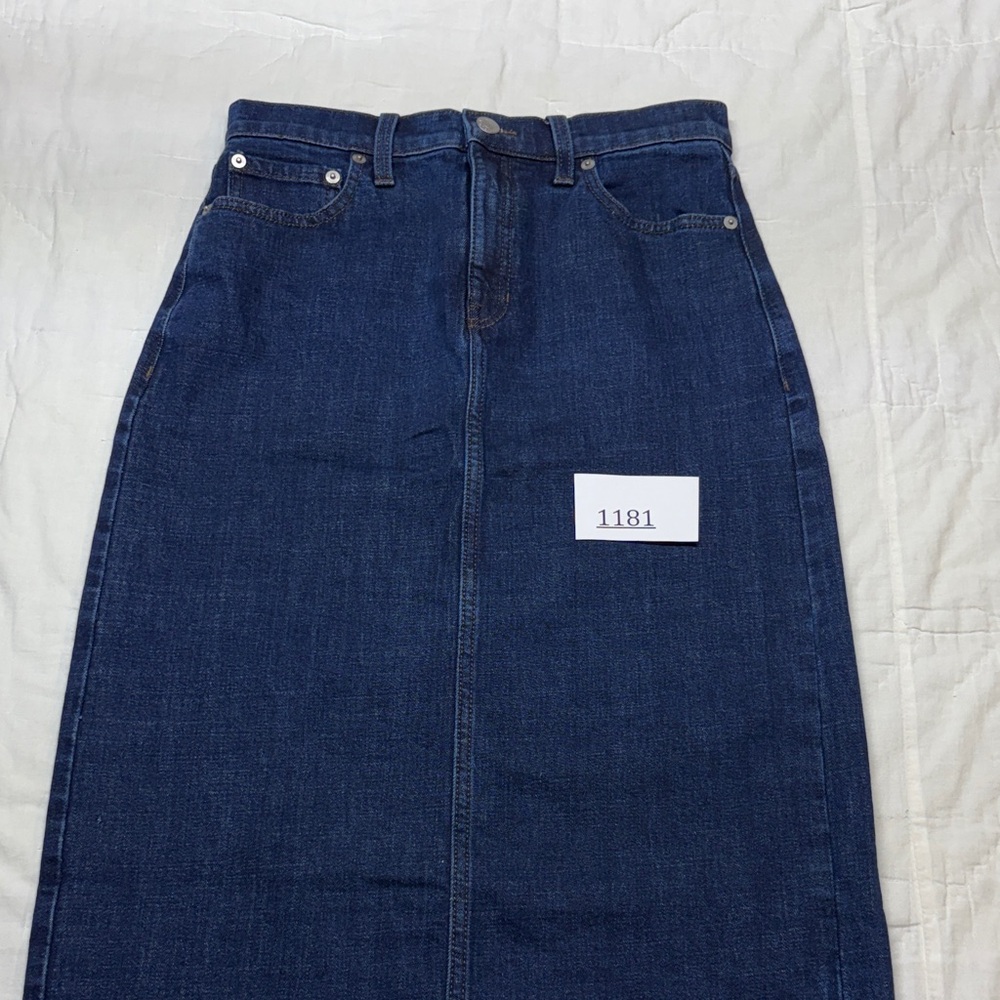 NWT Banana Republic Vintage 90s Y2K High-Rise A-Line Denim Midi Skirt‎ Dark Wash - Picture 8 of 8